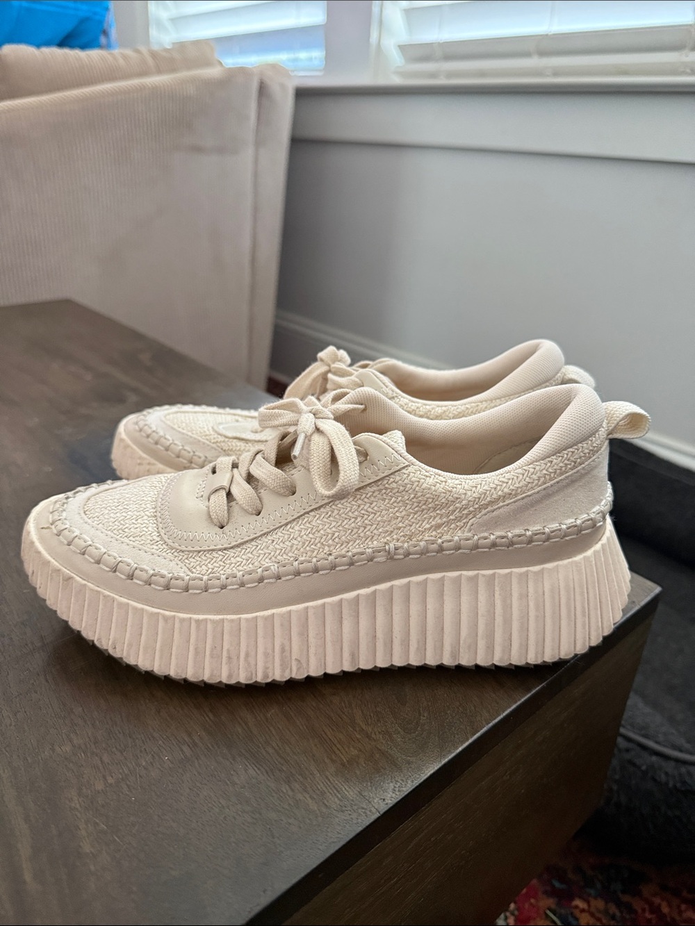 Dolce Vita Women's Cream Woven Platform Sneakers